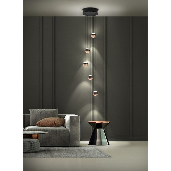 Lustră negru-arămiu  LED cu abajur din metal ø 30 cm Orbit – Trio Select-image-1