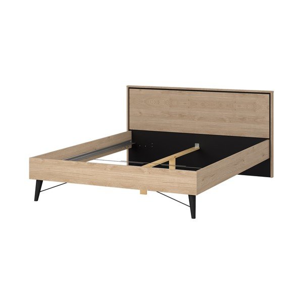 Pat matrimonial în culoare naturală cu aspect de lemn de stejar 180x200 cm Ry – Tvilum-image-3