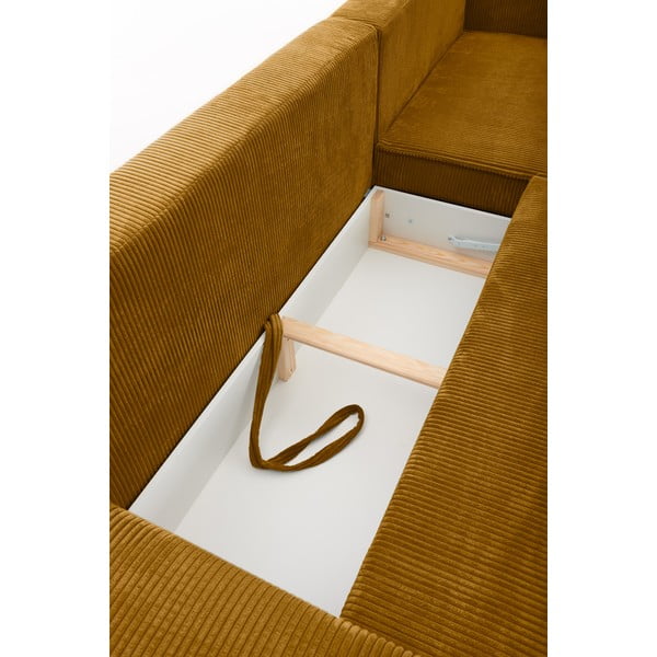 Colțar extensibil variabil cu tapițerie din reiat Bonami Selection Bowie, galben muștar-image-1