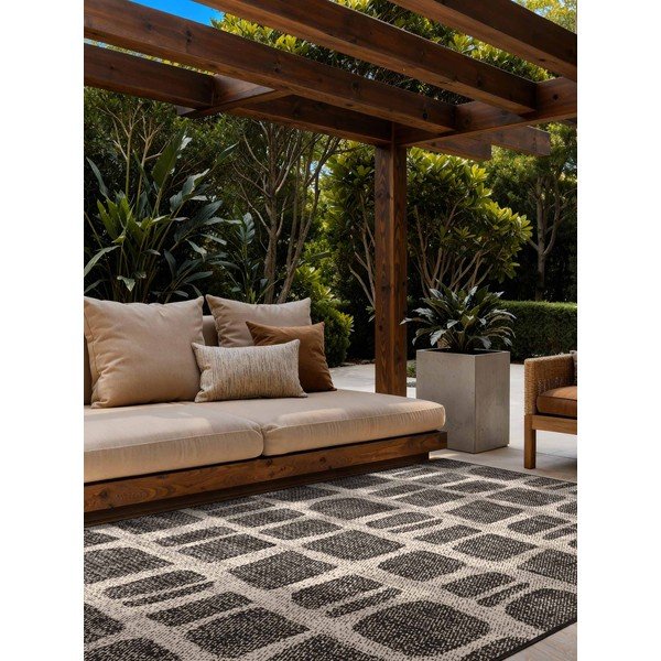 Covor pentru exterior și interior negru/crem 120x170 cm Haringey Ruskin – Ted Baker-image-1