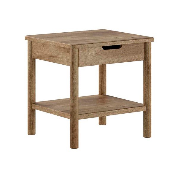Noptieră în culoare naturală cu rafturi din lemn de stejar Olive – Vipack