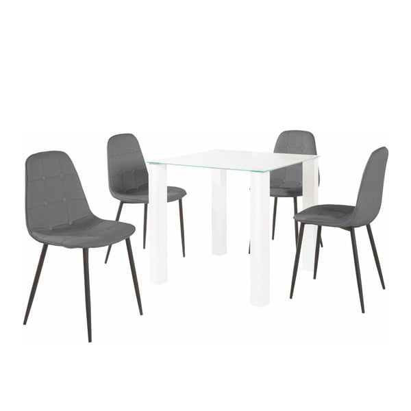 Set masă cu 4 scaune Støraa Dante, lungime masă 80 cm, gri