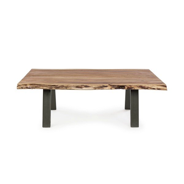 Măsuță de cafea neagră/în culoare naturală cu blat din lemn de acacia 65x115 cm Aron – Bizzotto