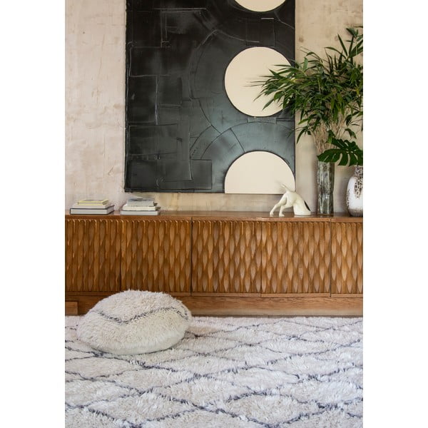 Taburet alb cu tapițerie din lână Berber Soul – Lorena Canals-image-1