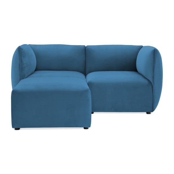 Canapea modulară cu 2 locuri și suport pentru picioare Vivonita Velvet Cube, albastru