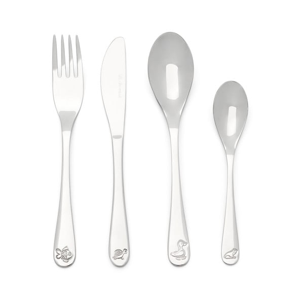 Tacâmuri  argintii din oțel inoxidabil pentru copii 4 buc. Water life – Zilverstad-image-2