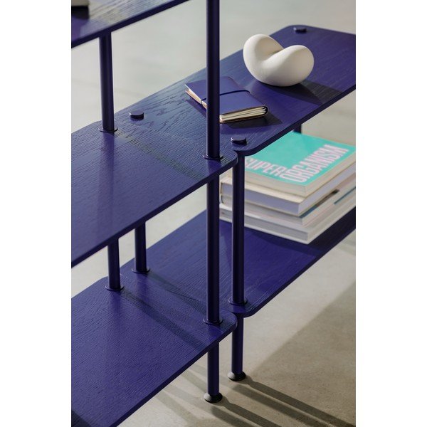 Etajeră albastră cu aspect de lemn de stejar 80x90,5x35 cm Teidi – noo.ma-image-3