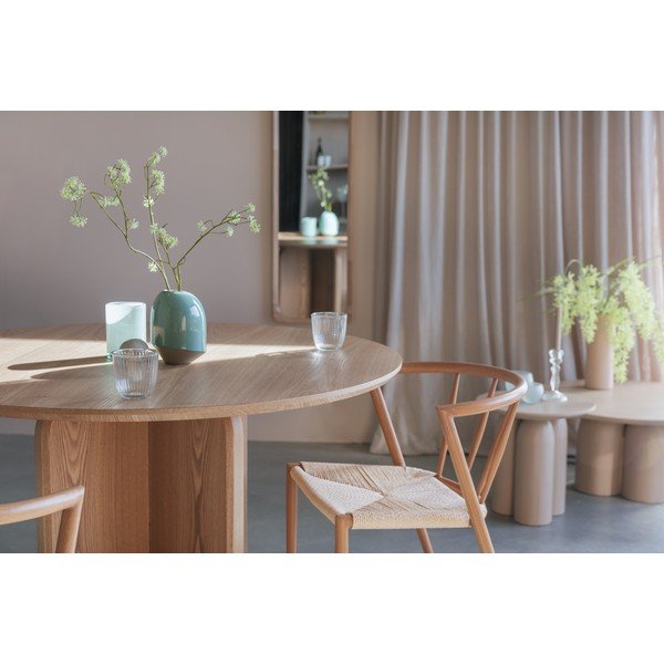 Masă de dining rotundă cu aspect de lemn de stejar ø 120 cm Laurent – White Label-image-4