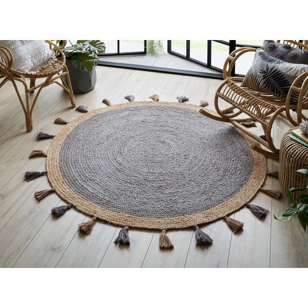 Covor din iută gri ⌀ 150 cm Istanbul - Flair Rugs -image-1