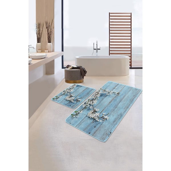 Covorașe de baie albastre 2 buc. 60x100 cm – Mila Home-image-1