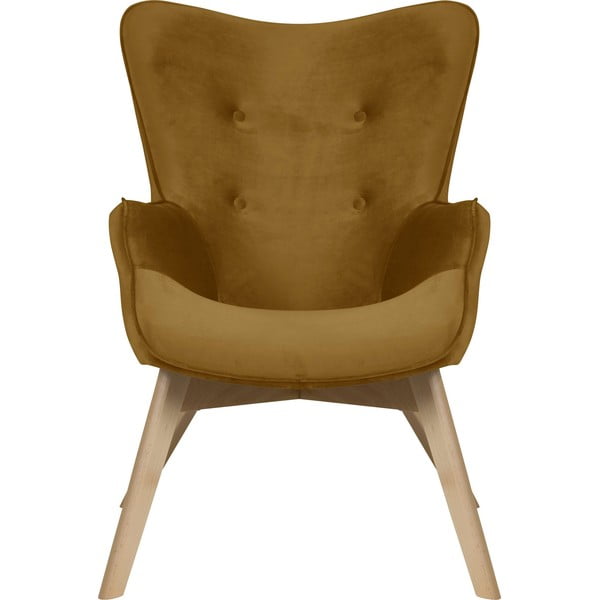 Fotoliu galben muștar cu tapițerie din catifea Niko – Ropez-image-2