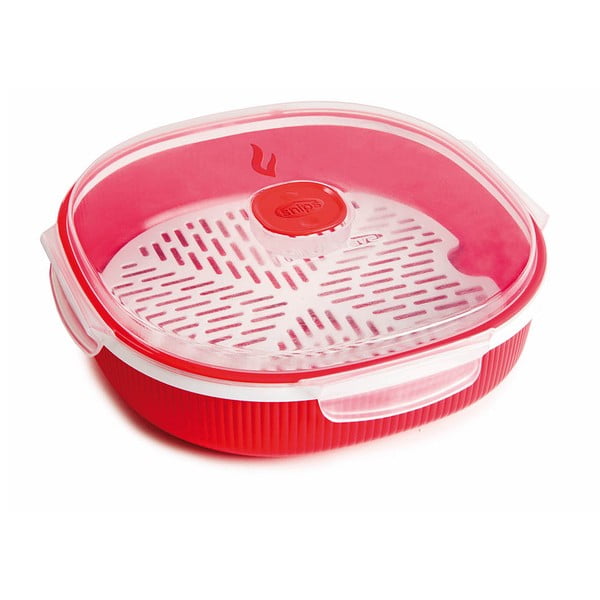Set pentru gătirea pe aburi în cuptorul cu microunde Snips Dish Steamer, 2 l, roșu-image-2