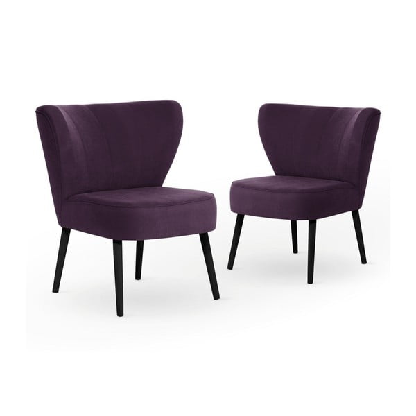 Set 2 scaune cu picioare negre My Pop Design Hamilton, violet închis