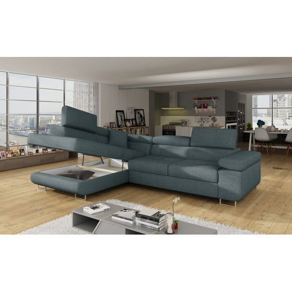 Colțar albastru extensibil/cu spațiu de depozitare (cu colț pe partea stângă/în formă de ”L”) Anton – ELTAP-image-4