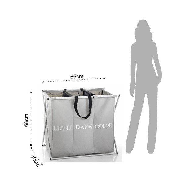 Coș pentru rufe cu 3 compartimente Tomasucci Laundry, gri-image-1