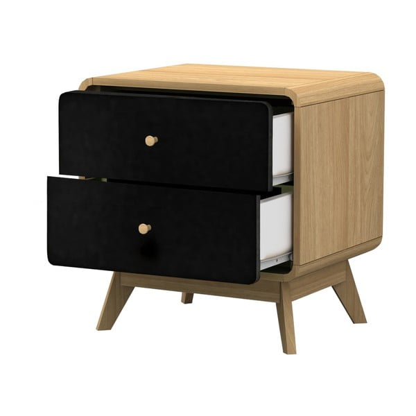 Noptieră neagră cu aspect de lemn de stejar Cassie - Støraa-image-2