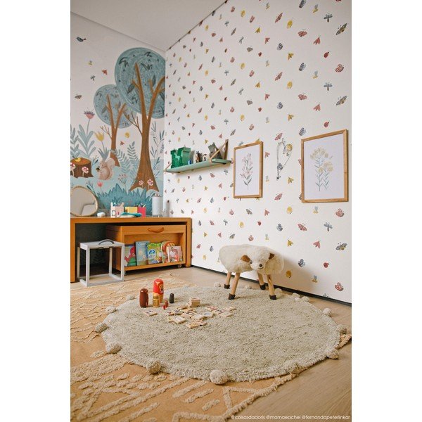 Covor pentru copii verde deschis lavabil/țesut manual din bumbac ø120 cm Bubbly Olive – Lorena Canals-image-3