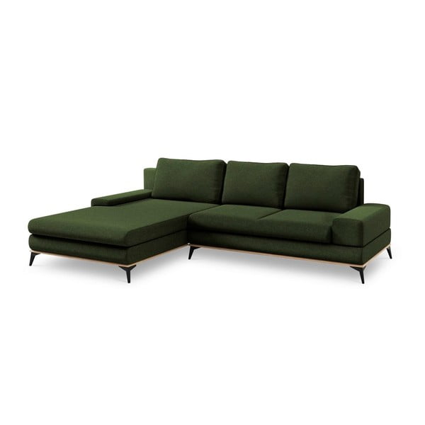 Colțar extensibil cu șezlong pe partea stângă, Windsor & Co Sofas Planet, verde smarald-image-2