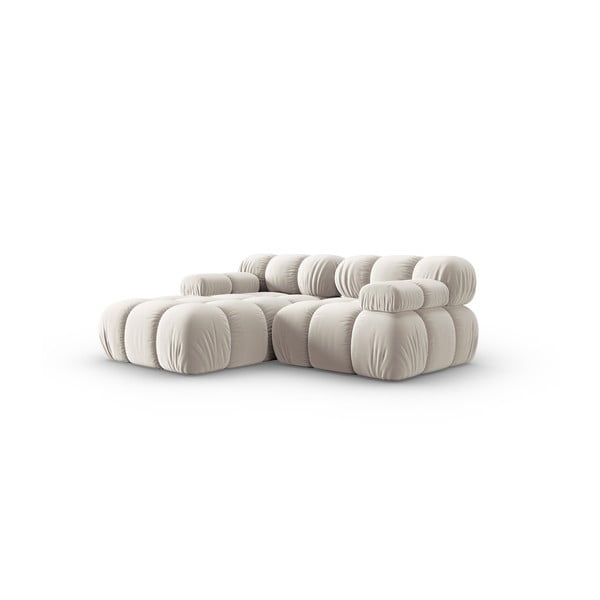 Colțar modular bej cu tapițerie din catifea (cu colț pe partea stângă ) Bellis – Micadoni -image-3