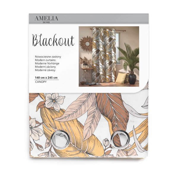 Draperie cu motive florale AmeliaHome, 140 x 245 cm, maro-image-3