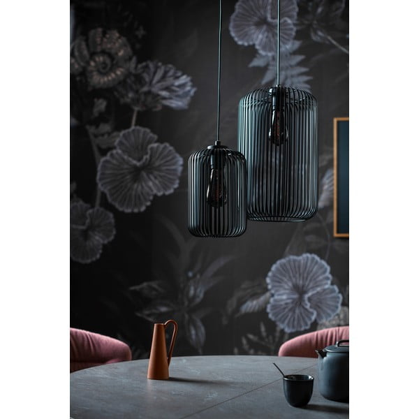 Lustră neagră cu abajur din metal ø 25 cm Cage – Fischer & Honsel-image-1