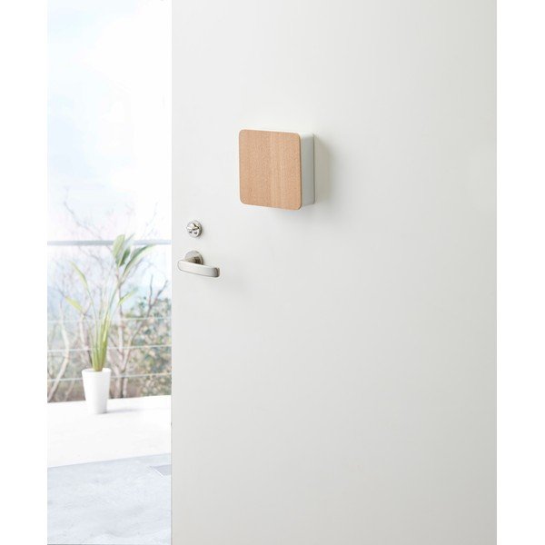 Dulap pentru chei cu ușă din placaj Yamazaki Rin, alb-image-1