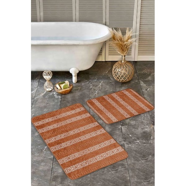 Covorașe de baie maro 2 buc. din catifea 60x100 cm – Mila Home-image-4