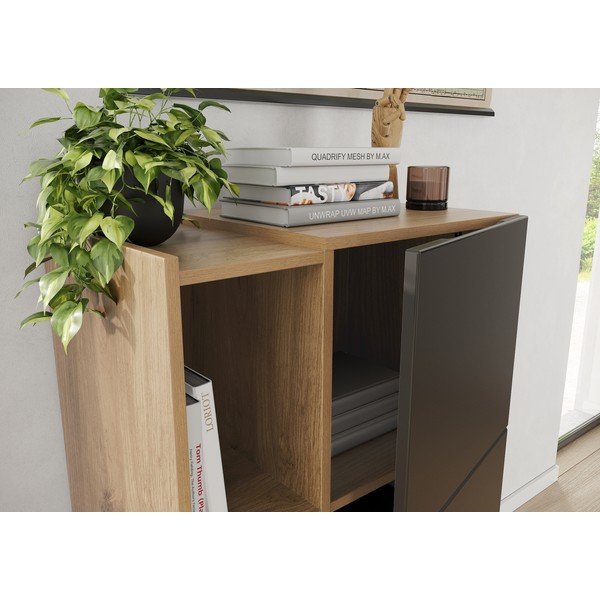 Bibliotecă gri închis cu aspect de stejar 62x112 cm Olvera - Germania-image-3