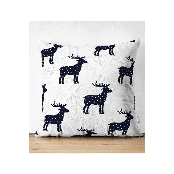 Set 4 fețe de pernă și un napron de masă cu model de Crăciun Minimalist Cushion Covers Reindeer and Stars-image-4
