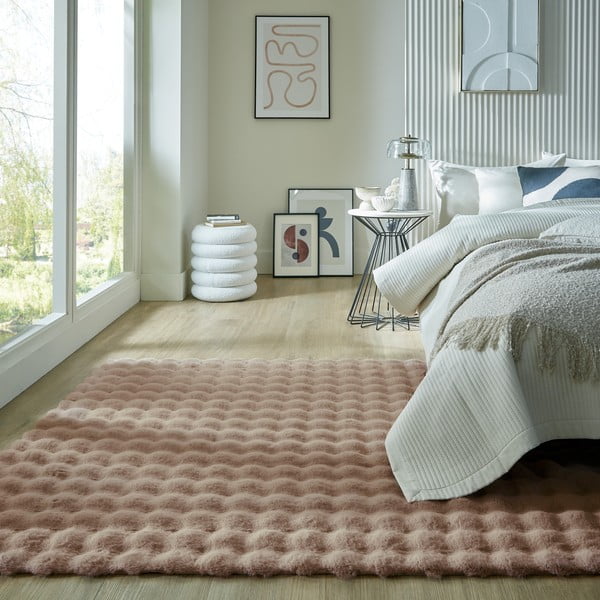 Blană maro sintetică 160x230 cm Waffle Faux Fur – Flair Rugs-image-1