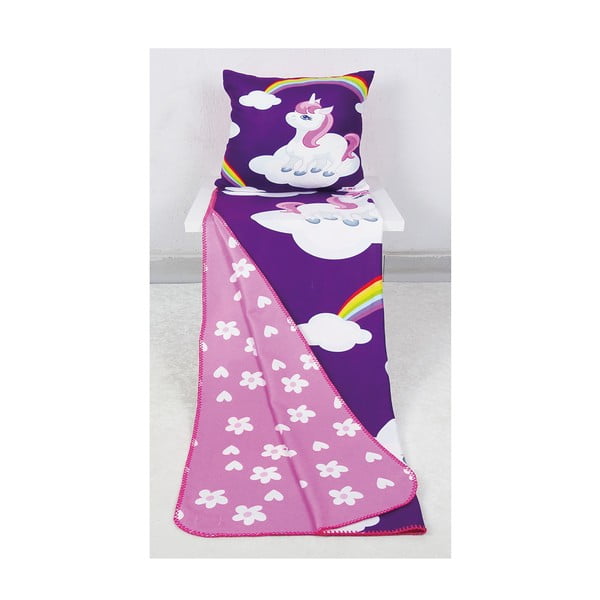 Set pătură și față de pernă  pentru copii roz/mov 85x125 cm – OYO kids