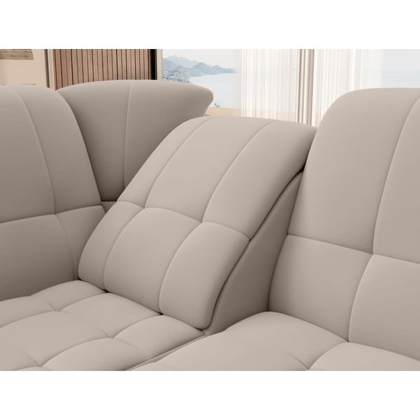 Colțar bej extensibil/cu spațiu de depozitare cu tapițerie din catifea (cu colț pe partea stângă/în formă de ”L”) Sado – ELTAP-image-1