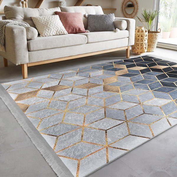 Covor albastru-gri de tip traversă 80x200 cm – Mila Home-image-1