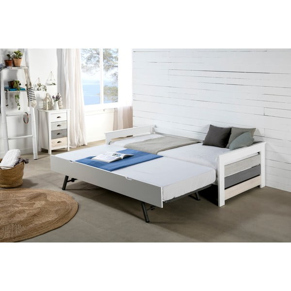 Comodă înaltă cu 4 sertare Marckeric Romantica, 46 x 80 cm, alb - gri-image-1