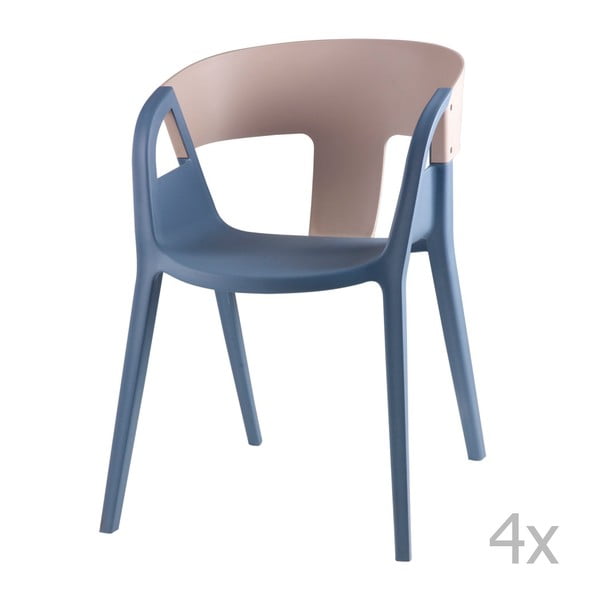 Set 4 scaune sømcasa Willa, gri albastru