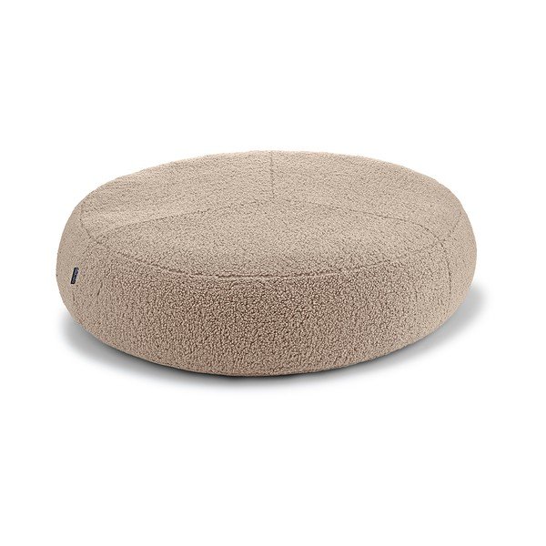 Pat  bej pentru câini din material bouclé ø 70 cm Senso Pouffe Greige S/M – MiaCara