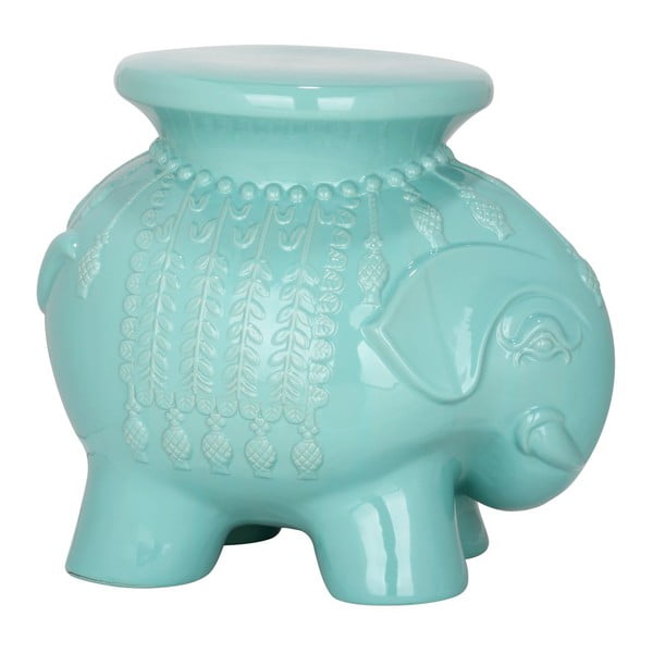 Măsuță din ceramică adecvată pentru exterior Safavieh Elephant, turcoaz albastru