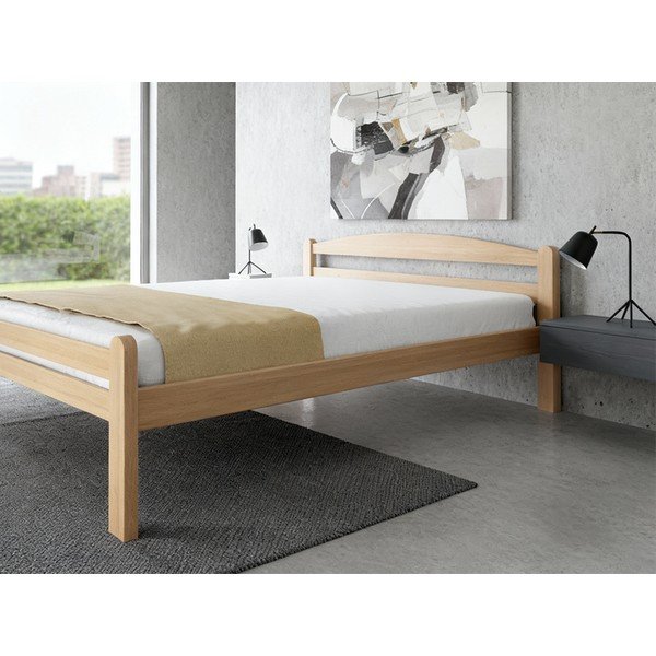 Pat matrimonial în culoare naturală din lemn de fag cu somieră 180x200 cm Bellariva – B.E.S.-image-1