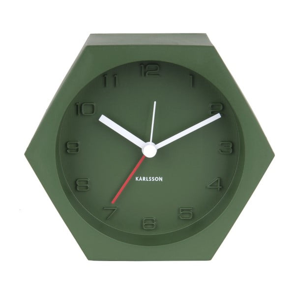 Ceas de masă Karlsson Hexagon, lățime 11,5 cm, verde