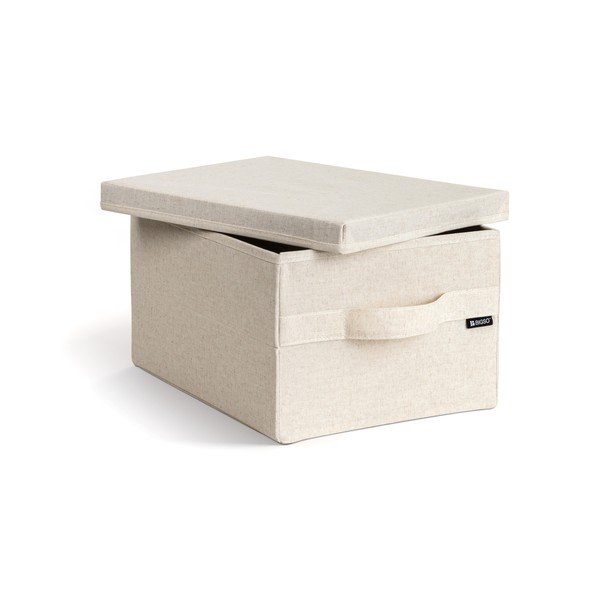 Cutie de depozitare bej din material textil cu capac 27x36x19 cm Soft Storage Small – Bigso-image-3