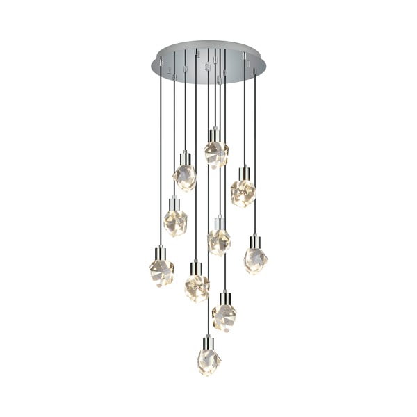 Lustră argintie LED cu abajur din sticlă ø 51,5 cm Verano – Trio Select-image-1