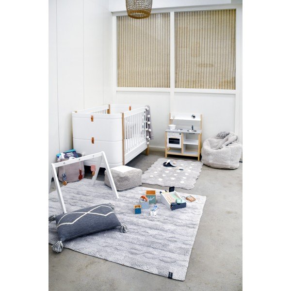 Covor pentru copii gri lavabil/țesut manual din bumbac 70x100 cm Mini Biscuit Pearl Grey – Lorena Canals-image-3