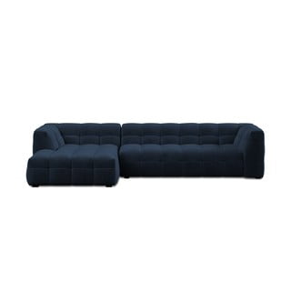 Colțar cu tapițerie din catifea și șezlong pe partea stângă Windsor & Co Sofas Vesta, albastru