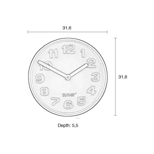 Ceas de perete din beton cu limbi negre Zuiver Concrete-image-1