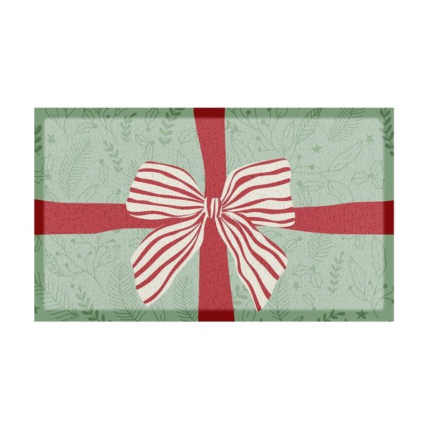 Covoraș de intrare din plastic reciclat 40x70 cm  cu model de Crăciun Red & White Stripe Bow – Artsy Doormats