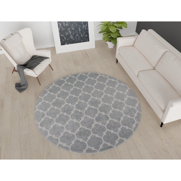 Covor gri deschis lavabil rotund ø 100 cm – Vitaus-image-1
