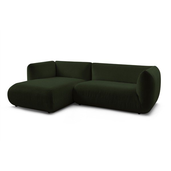 Colțar verde cu tapițerie din catifea reiată  (cu colț  pe partea stângă ) Lecomte – Bobochic Paris-image-4