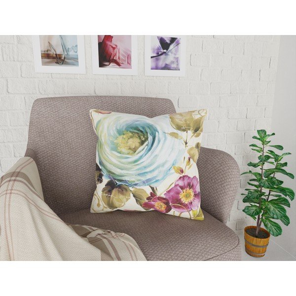 Față de pernă cu amestec din bumbac Vitaus Flowers, 42 x 42 cm-image-1