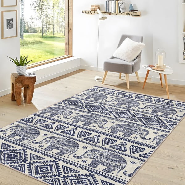 Covor tip traversă albastru lavabil 80x200 cm Elephant – Mila Home-image-4
