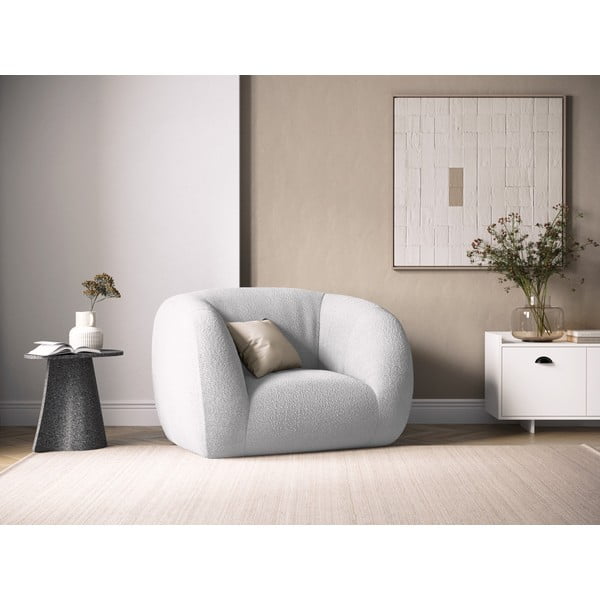Fotoliu gri deschis cu tapițerie din stofă bouclé Essen – Cosmopolitan Design-image-1